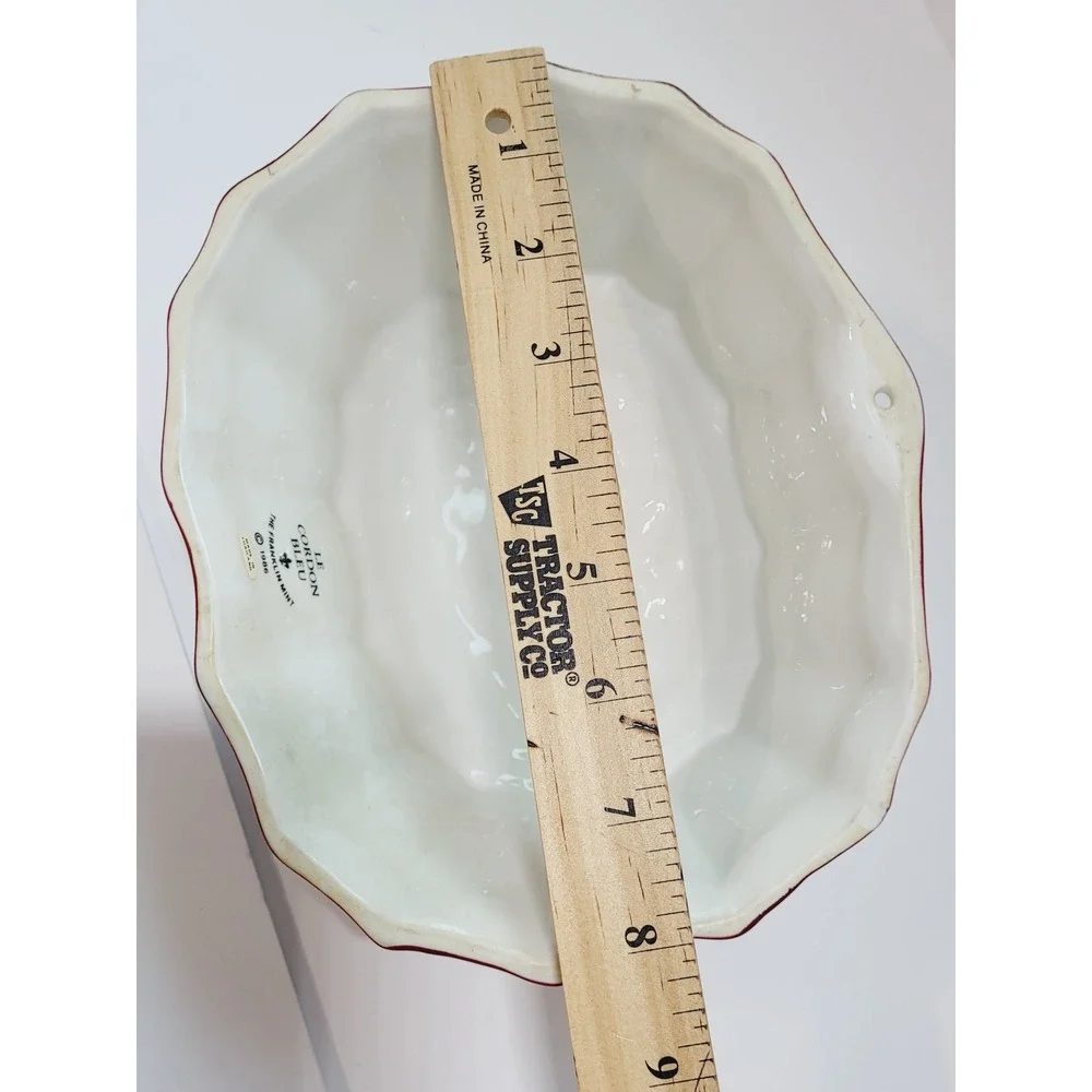 Franklin Mint Le Cordon Bleu Rabbit Jello Mold 1986 Ceramic White Pink Floral